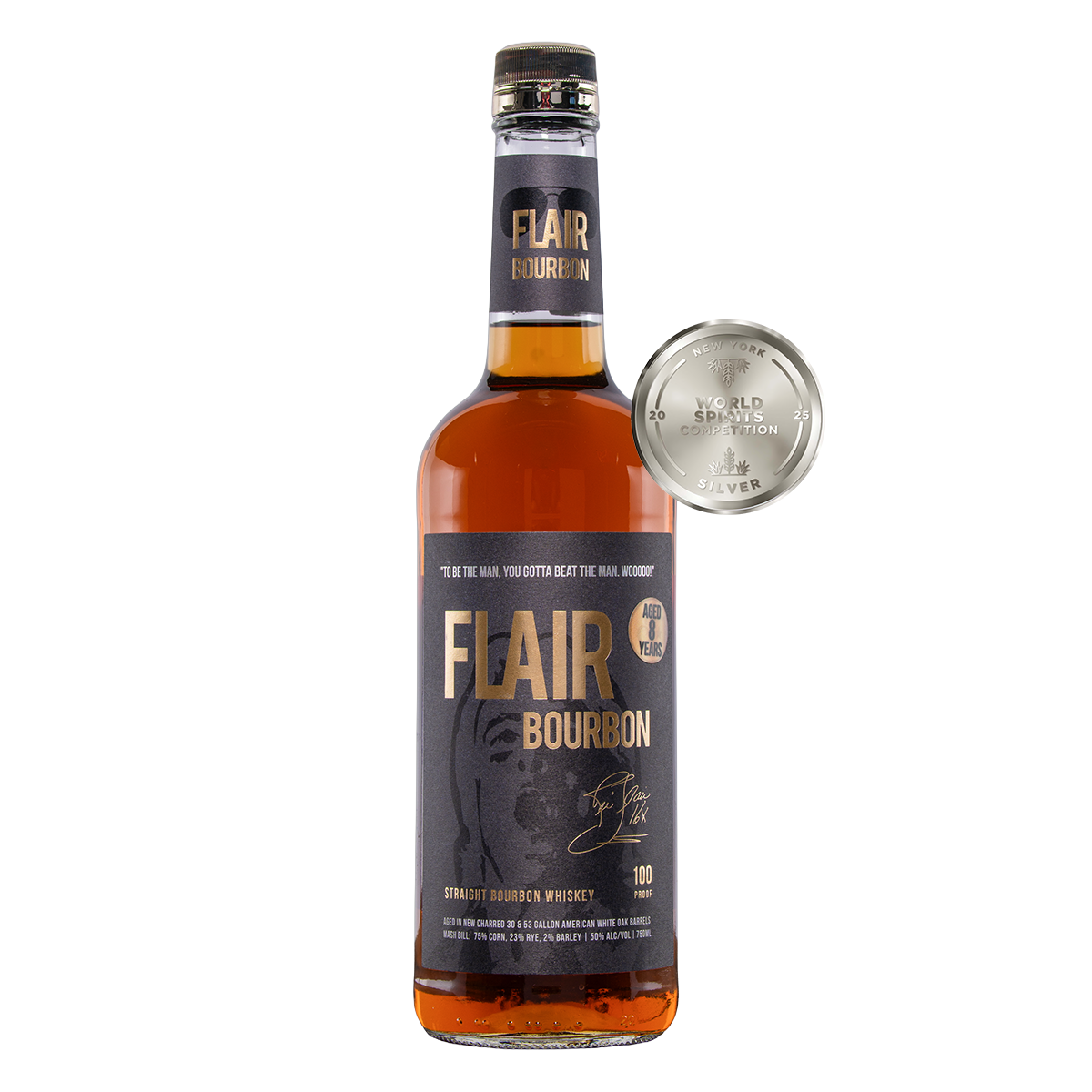 Award winning Flair Spirits bourbon bottle
